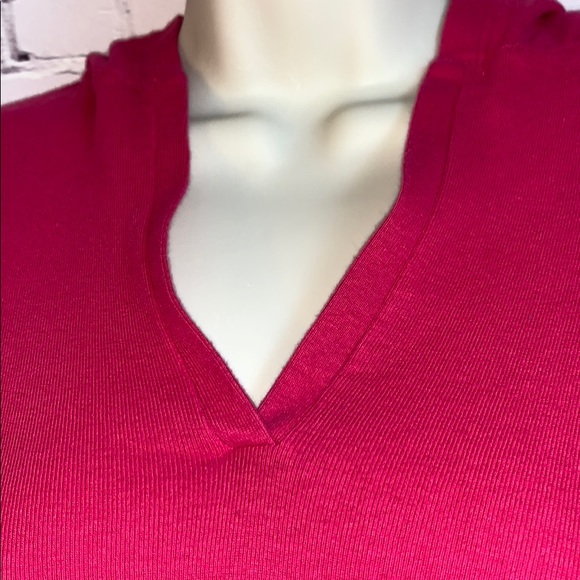 The Limited Hooded Shirt size XS 3/4” sleeves Barbie Pink V neck 100% Cotton - Picture 3 of 8
